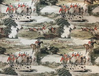 Thumbnail for Cotton with a hunting scene with people on horseback and dogs in a natural landscape.
