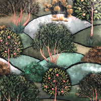 Thumbnail for Green apple orchard fabric with trees and hills

