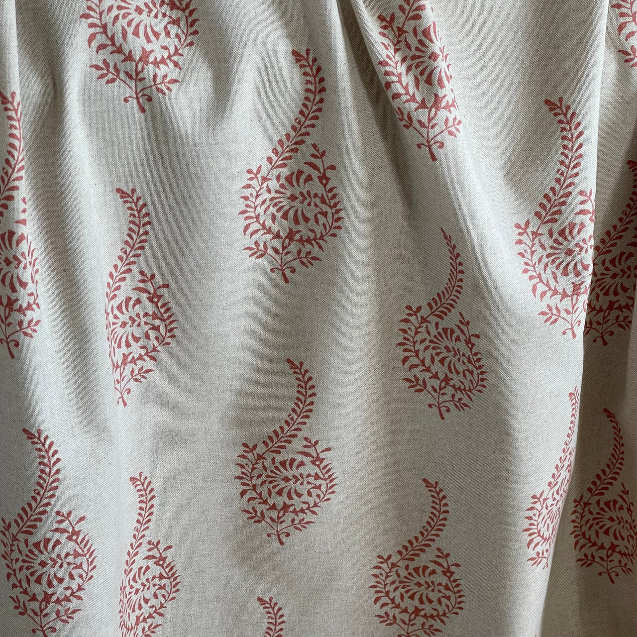 Coral floral buta pattern for curtains and roman blinds
