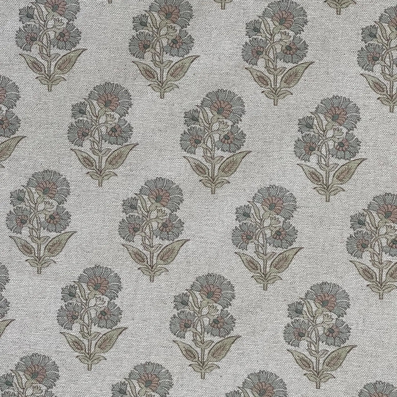 Nordic meadow bloom fabric with gentle botanical sprig pattern