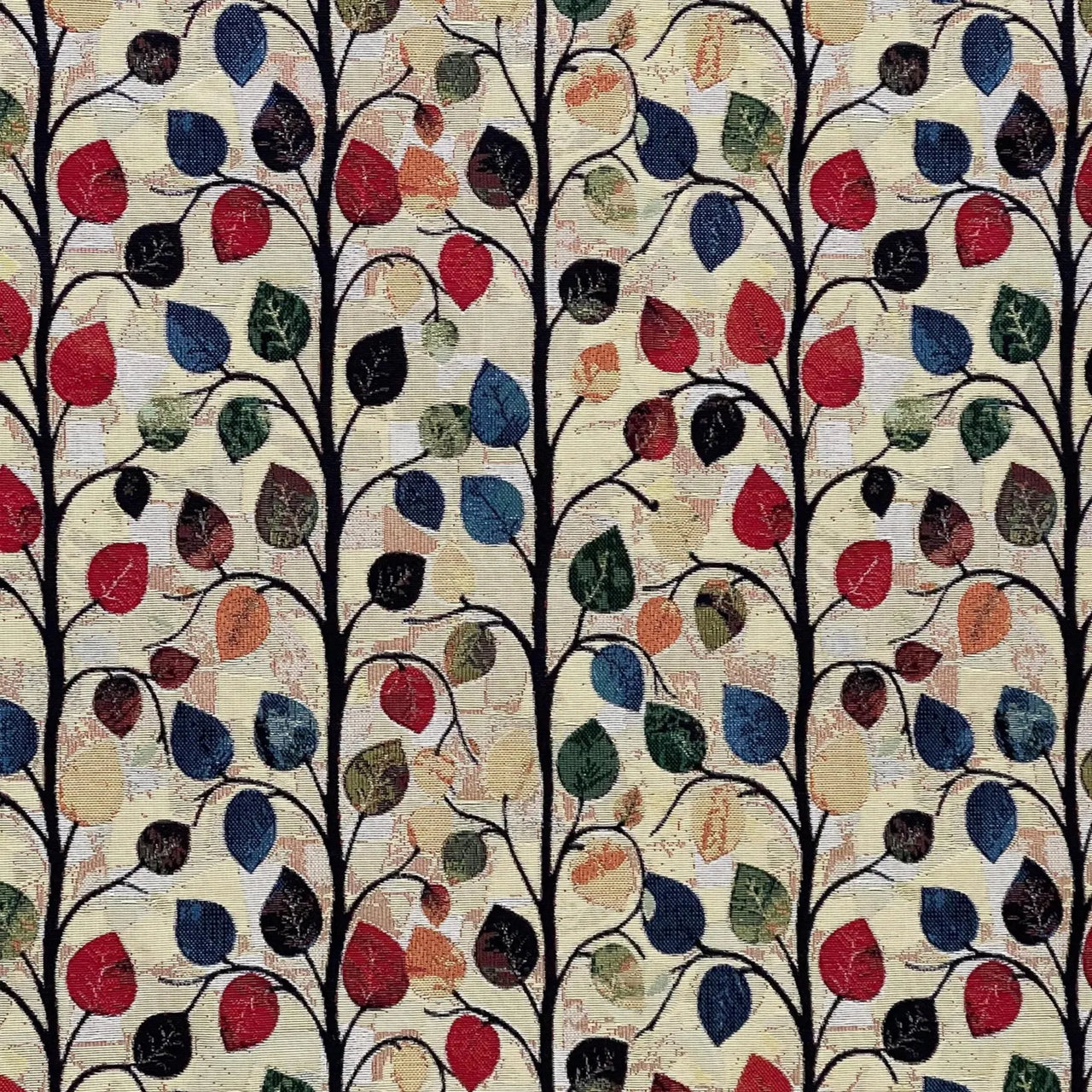 Heavyweight woven tapestry fabric with autumn leaves design 350gsm