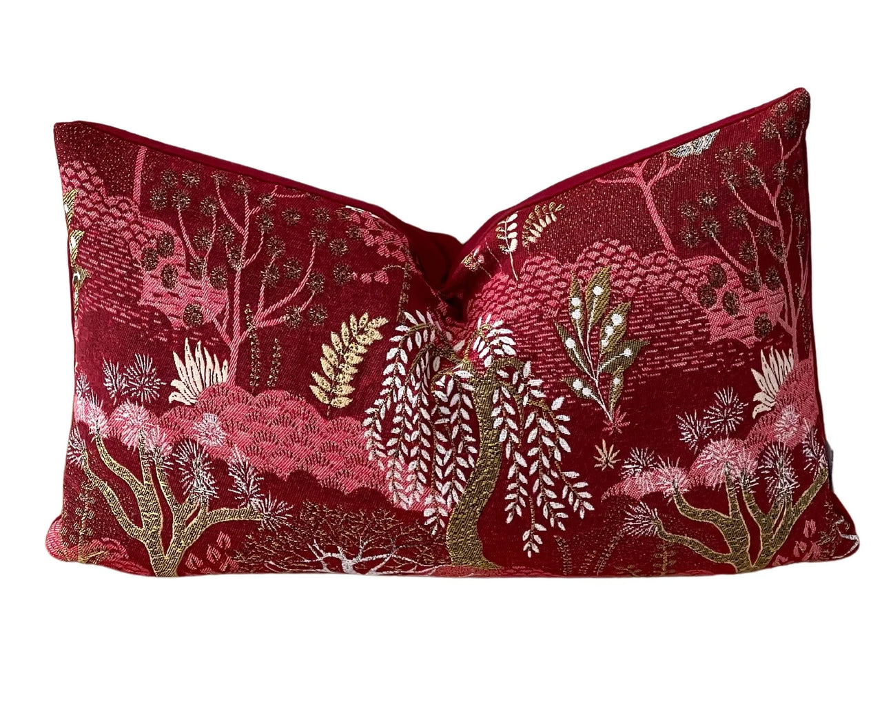 Modern botanical cushion cover with gold detailing