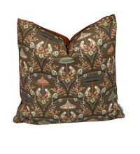 Thumbnail for Monkey pavilion jungle print cushion cover in earthy brown tones