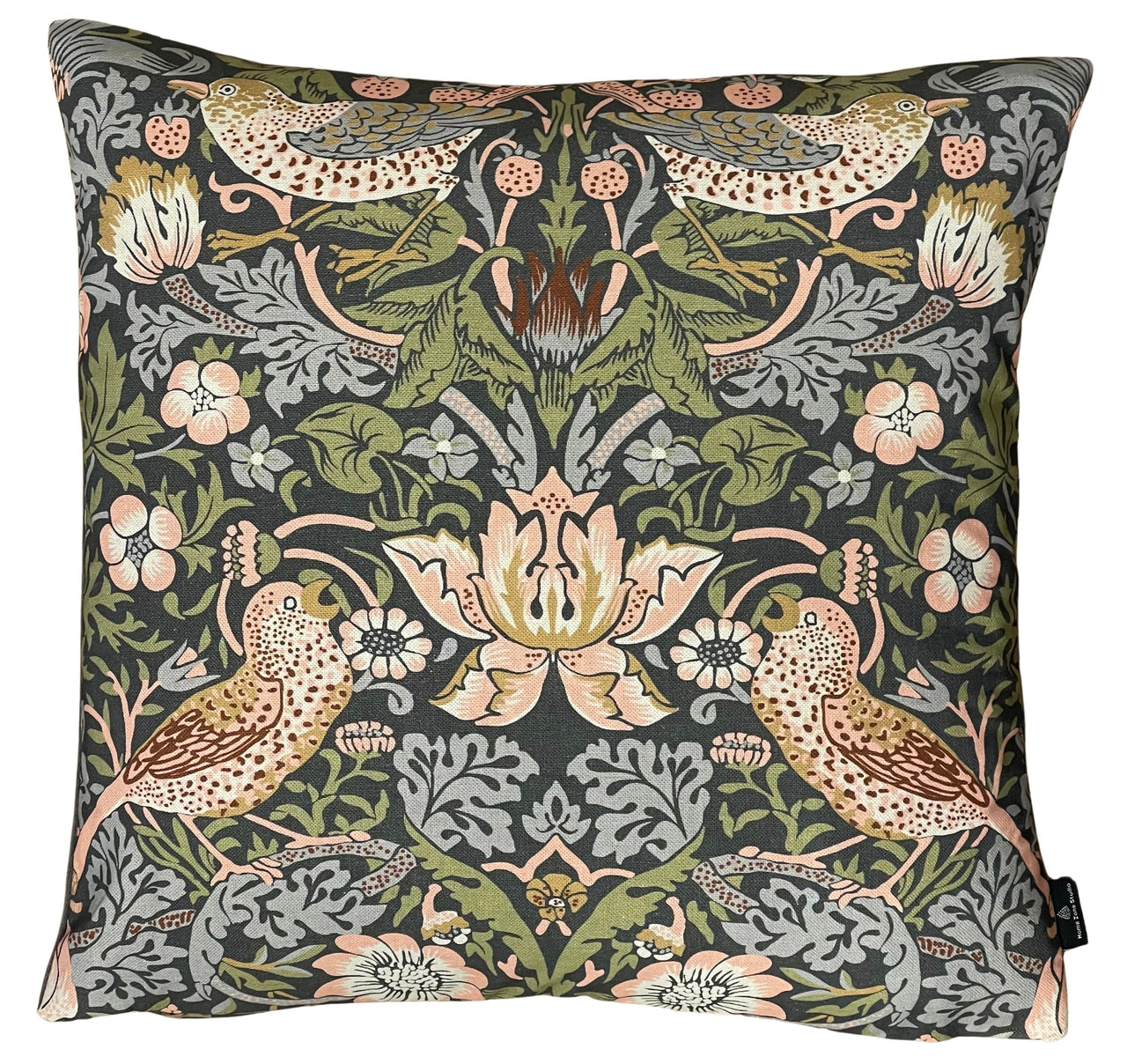 Eco-friendly artisan cushion cover with Morris design