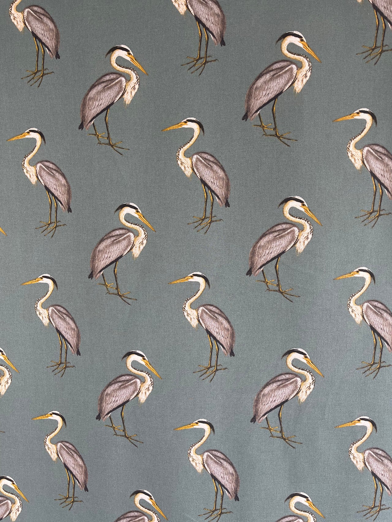 Linen-look heron print fabric for table runners

