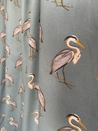 Thumbnail for Teal and grey bird motif cotton fabric roll