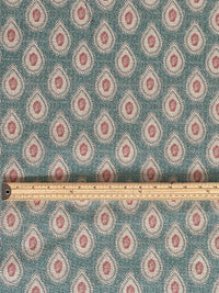 Thumbnail for Teal decorative fabric with repeating paisley motif design