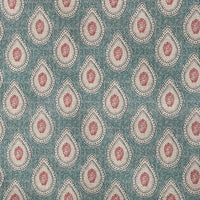 Thumbnail for Teal teardrop paisley fabric with Indian buta motif on linen look background