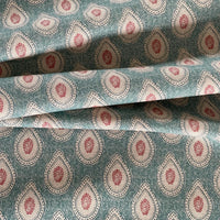 Thumbnail for Linen texture fabric with teal paisley pattern for interiors