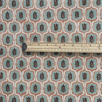 Thumbnail for Fabric with a geometric leaf pattern and a ruler for scale