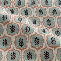 Thumbnail for Sage rust leaf trellis fabric close-up in cotton linen texture.