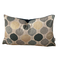 Thumbnail for Decorative leaf pattern pillow in gold and grey.