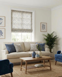 Thumbnail for Soft woven indigo floral fabric for cushions and Roman blinds