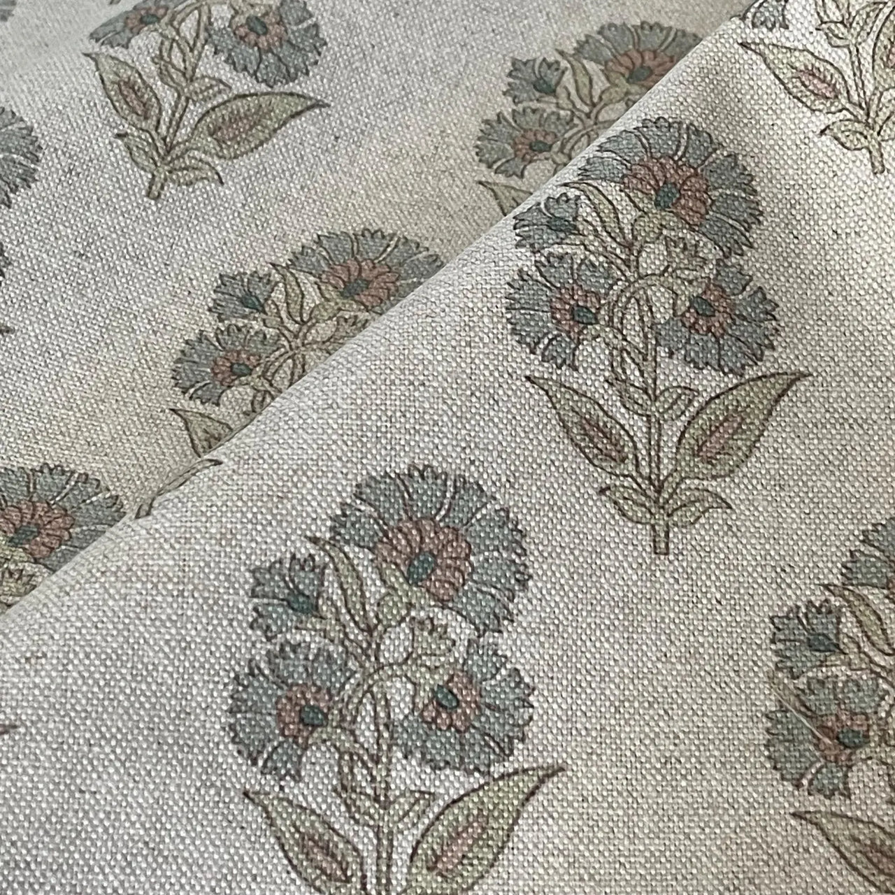 Natural linen-look floral fabric for relaxed home décor