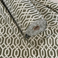 Thumbnail for Rolled fabric in modern trellis design – soft green print for creative home decor 