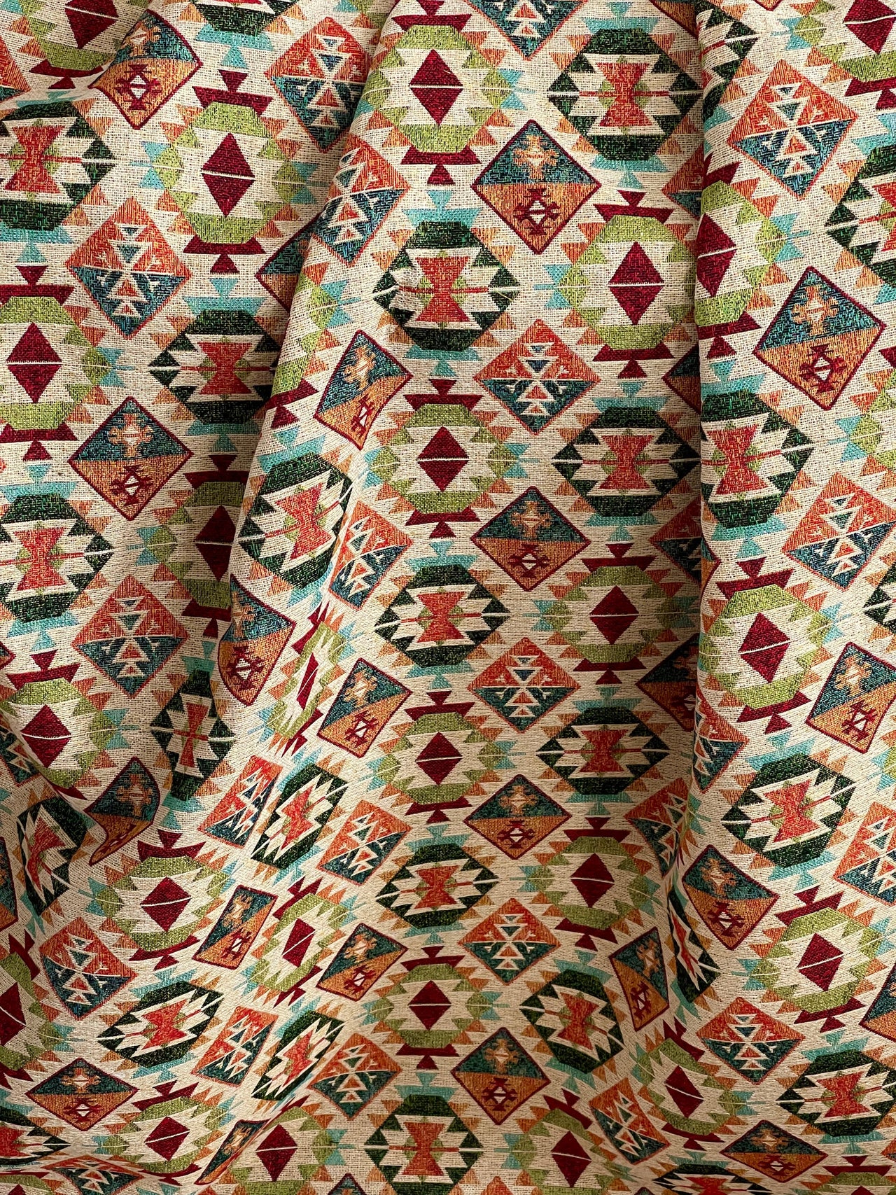Afghan rug-inspired kilim upholstery fabric