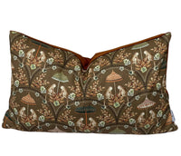 Thumbnail for Patterned cotton cushion with vintage jungle motif, square shape