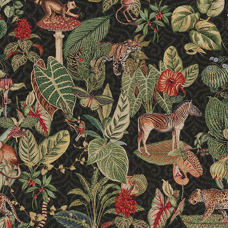 Jungle Kingdom woven fabric with safari animals.