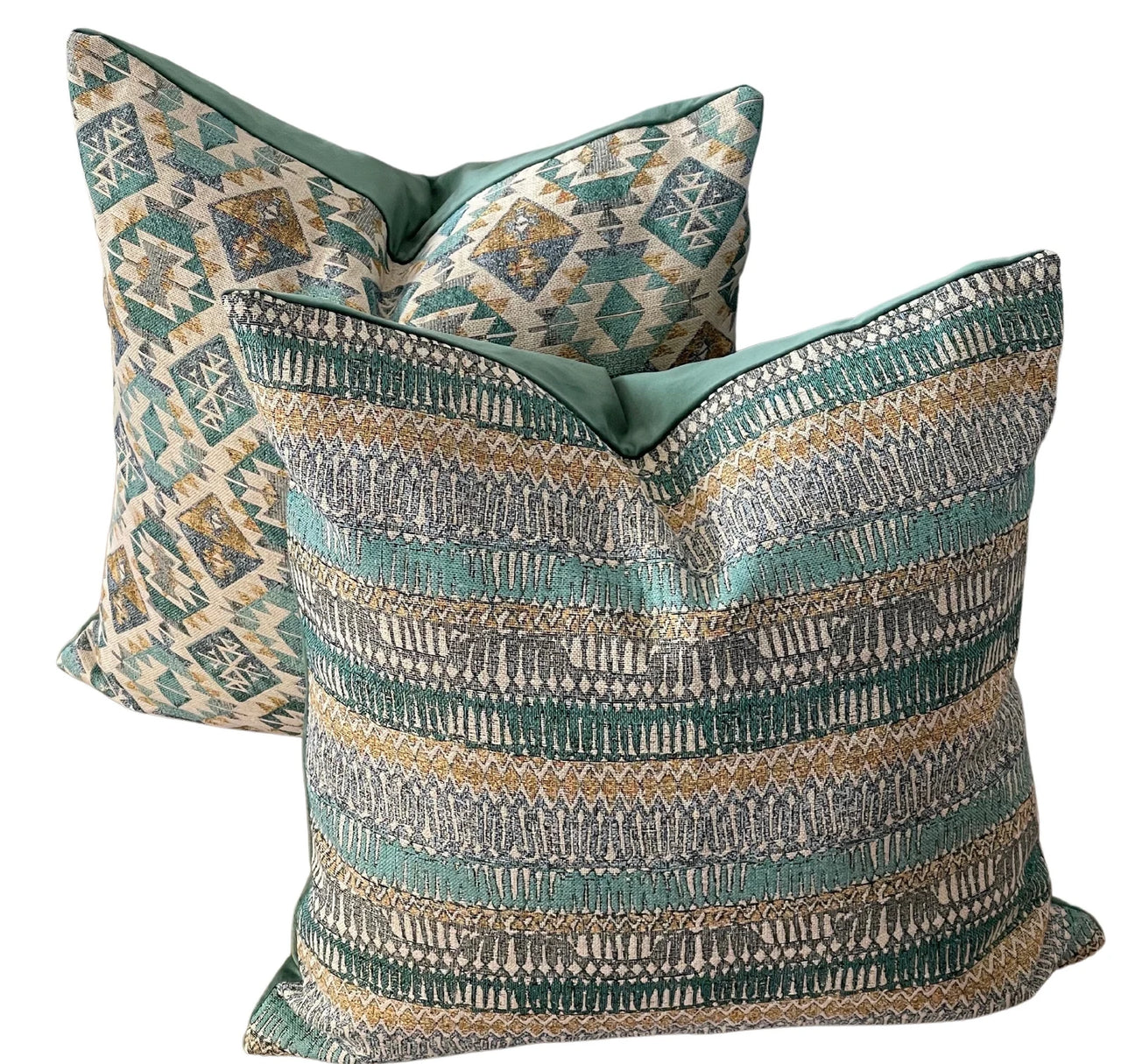 Handcrafted kilim pillow with boho tribal stripes