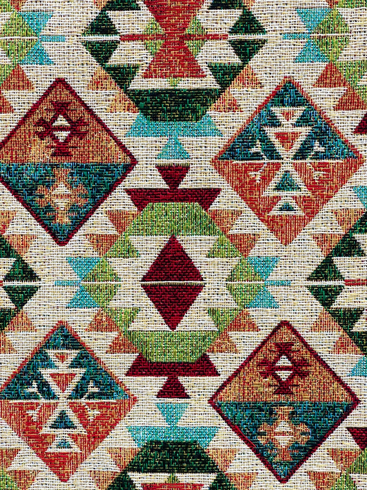 Geometric diamond motif kilim fabric