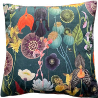 Thumbnail for Poppy and sunflower botanical velvet cushion


