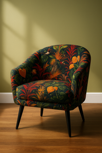 Thumbnail for Deep Jungle botanical velvet accent chair in tropical print

