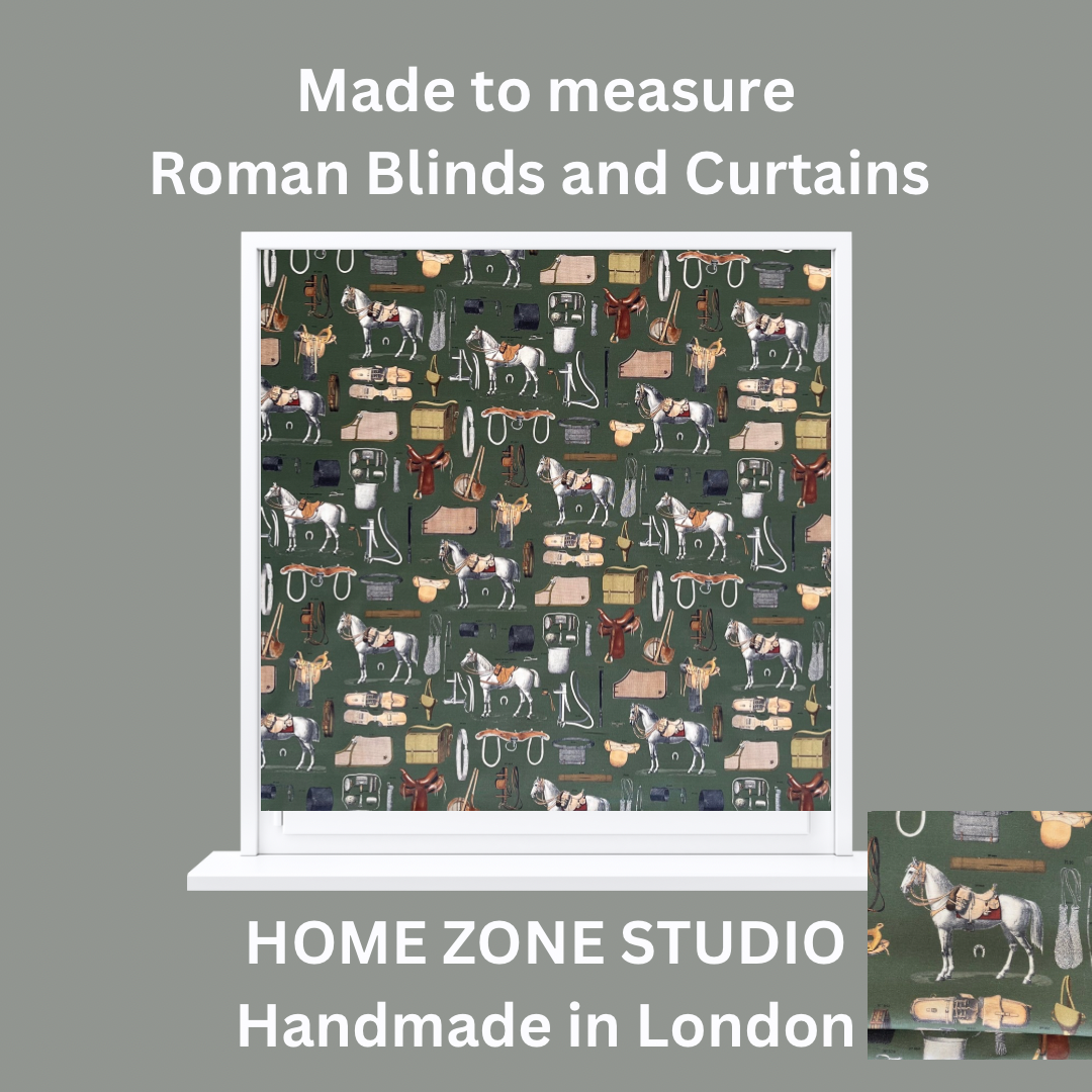 Equestrian Home Fabric – Gold Olive Horse Print for Traditional Interiors