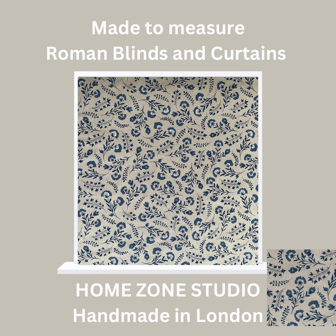 Dutch Florals Linenlook Fabric Delft Blue | Upholstery & Home Décor Material