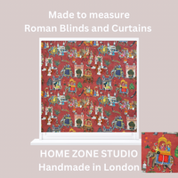 Thumbnail for Rusty Red Cotton Fabric with Elephants & Palms Trees - Maharaja Inspired Pattern Jaipur Dreams