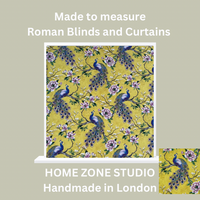 Thumbnail for Peacock and Magnolia Tree Cotton Fabric – Green & Yellow Home Décor, Curtains, Blinds and Upholstery