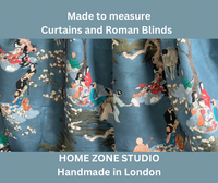Thumbnail for Cherry Blossom Geisha and Samurai Fabric - Japanese Blue Cotton for Oriental Home Decor
