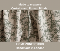 Thumbnail for Cow Parsley Cotton Linen Look Fabric – Olive Green and Oatmeal Floral Print for Curtains Roman Blinds - Soft Furnishing