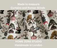 Thumbnail for White Oriental Fabric - Japanese Botanical Cotton with Bonsai Trees and Asian Flower Pots