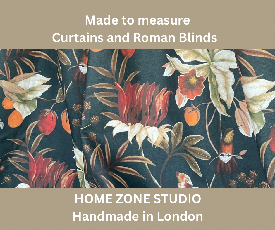 Midnight Garden: Hummingbirds and Blooms on Black Cotton Fabric for Home Decor