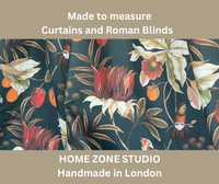 Thumbnail for Midnight Garden: Hummingbirds and Blooms on Black Cotton Fabric for Home Decor