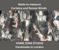 Thumbnail for Charcoal Grey Cotton Fabric with Indian Motif Caravans Horses, Bulls, Elephants  – Perfect for Upholstery and Home Decor