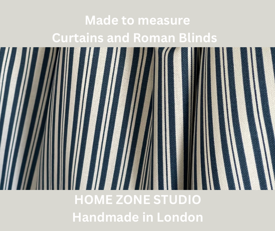 Blue Nautical Ticking Stripes Cotton Fabric - Ideal for Home Decor, Upholstery & Soft Furnishings