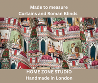 Thumbnail for Raj Mahal Fabric - Organic Cotton, Emerald with Indian Gods, Pagodas & Floral Motifs for Home Décor