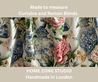 Thumbnail for White Jardin Cotton Fabric - Botanical Floral Print with Ming Vases & Pink Damask Peony Roses for Home Decor
