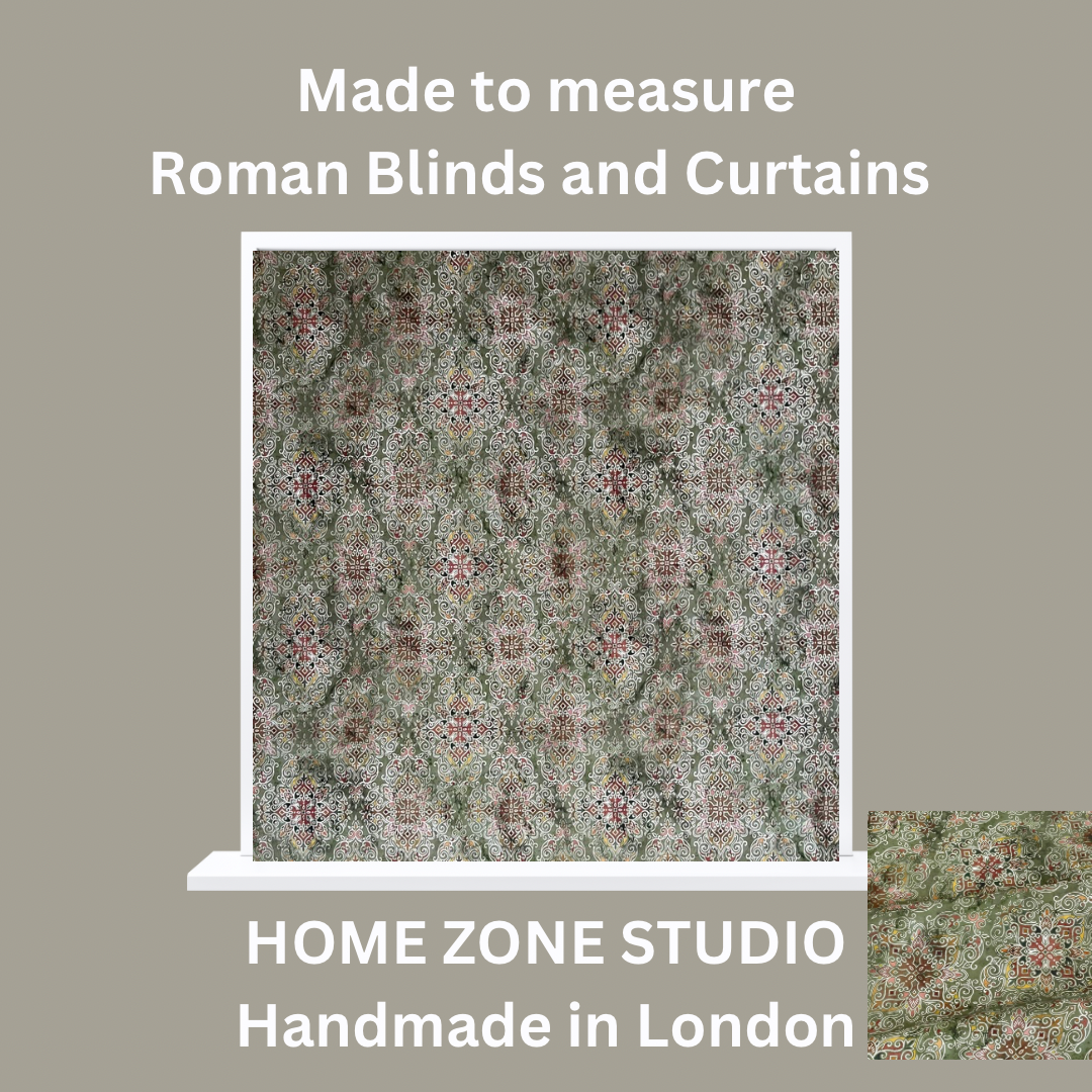 Persian Kilim Green Printed Organic Cotton Fabric – Oriental Moroccan Rug Carpet - Vintage Style Home Decor