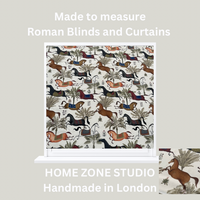 Thumbnail for Arabian Horses Galloping on Off-White Cotton Fabric with Palm Tree Design - Perfect for Home Decor