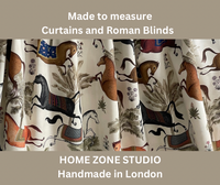 Thumbnail for Arabian Horses Galloping on Off-White Cotton Fabric with Palm Tree Design - Perfect for Home Decor