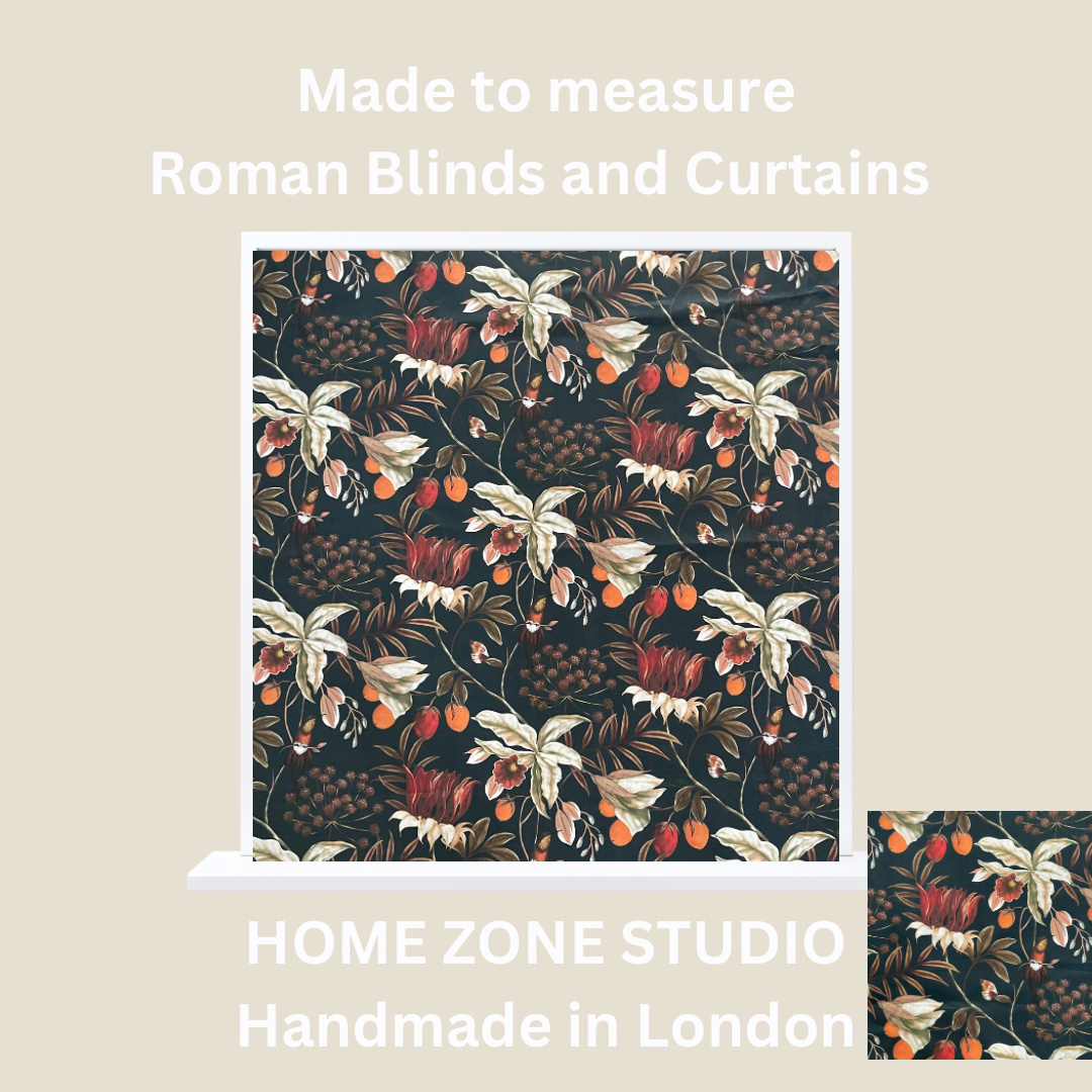 Midnight Garden: Hummingbirds and Blooms on Black Cotton Fabric for Home Decor