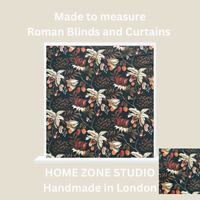 Thumbnail for Midnight Garden: Hummingbirds and Blooms on Black Cotton Fabric for Home Decor