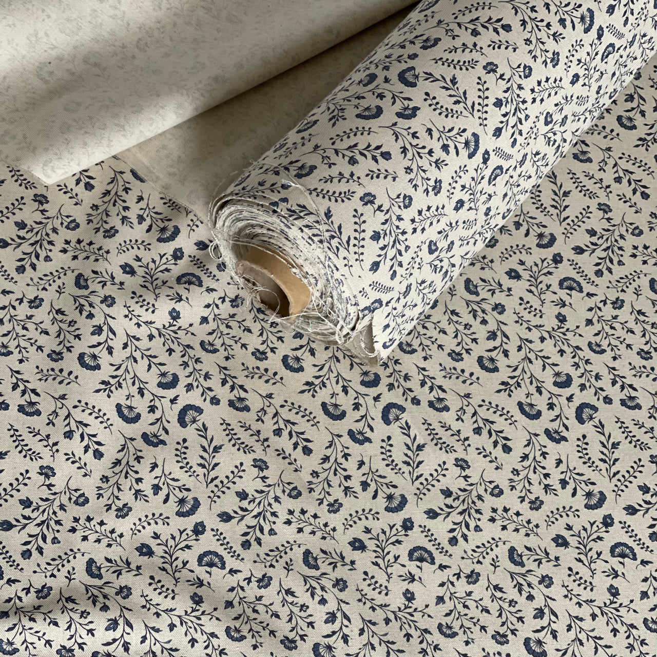 Dutch country floral fabric in indigo for home décor projects