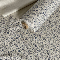Thumbnail for Dutch country floral fabric in indigo for home décor projects