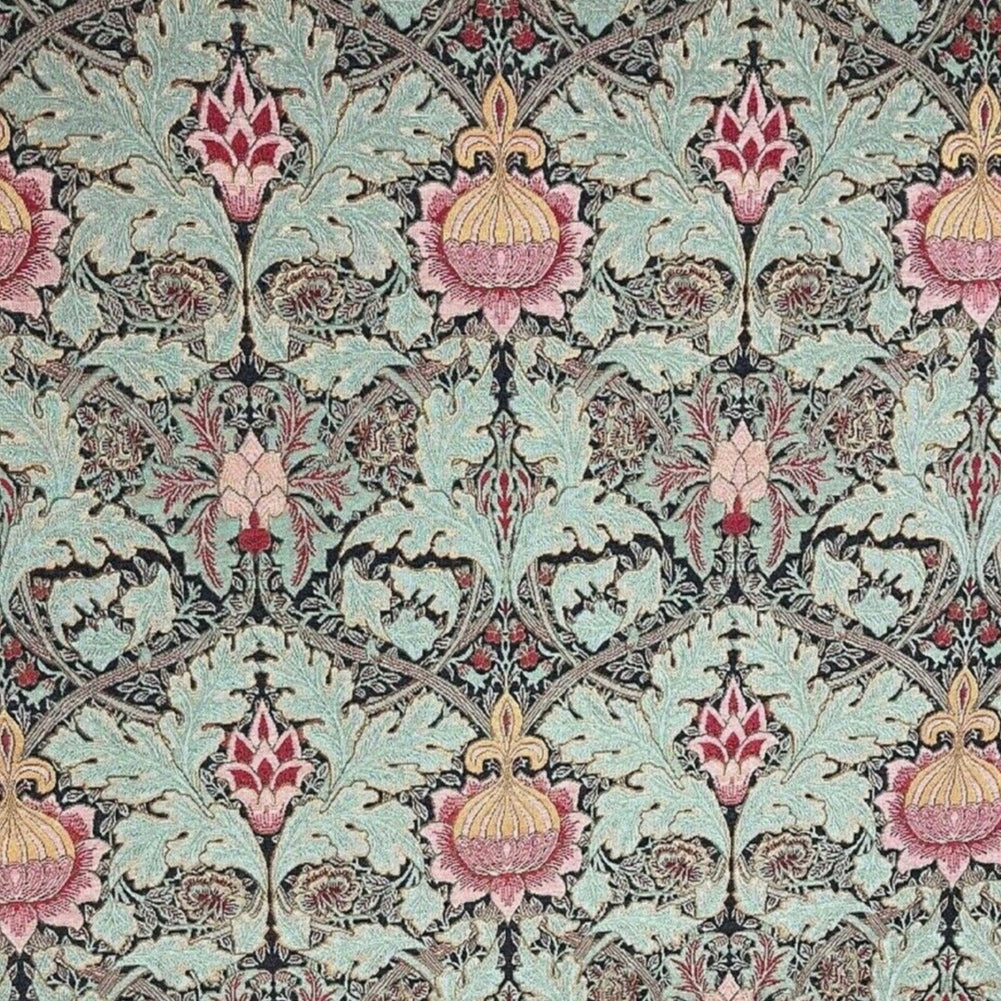 Royal botanical floral leaves fabric with pomegranate design.