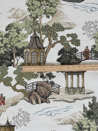 Thumbnail for Pagoda garden chinoiserie design in cotton blend