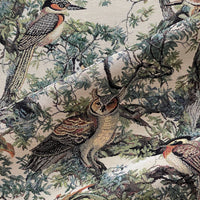 Thumbnail for Forest scene tapestry with intricately woven birds and foliage.