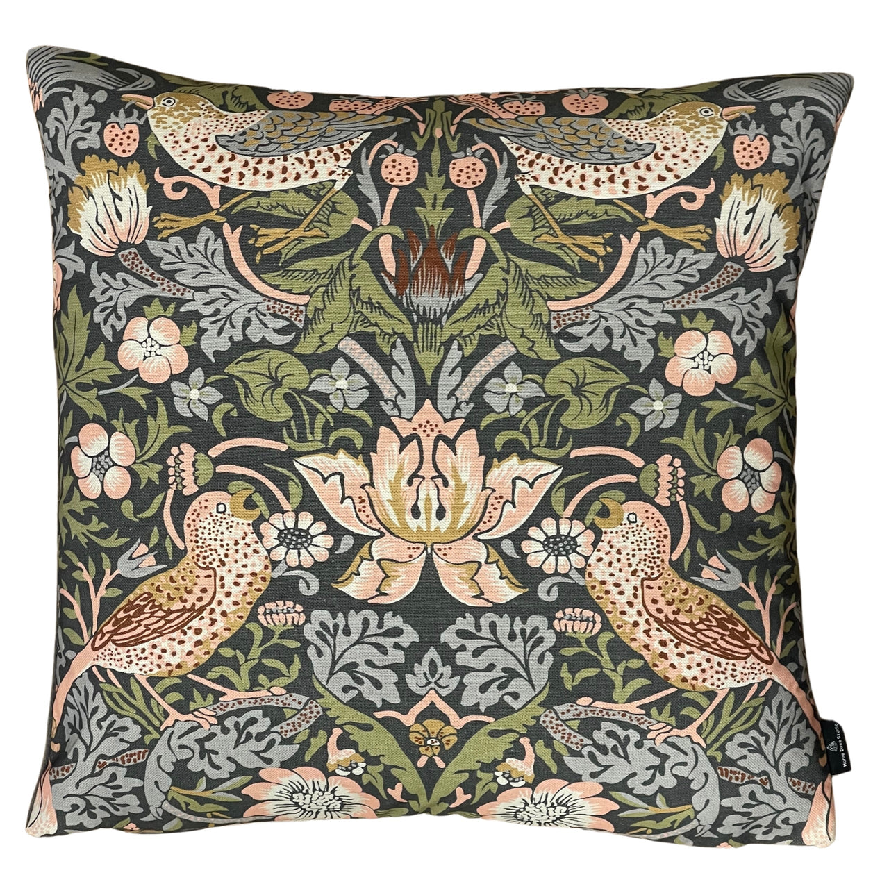 Strawberry Thief blue decorative throw pillow